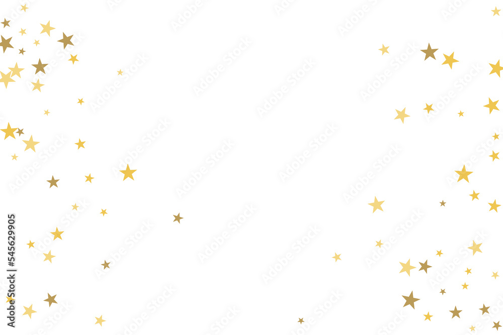 Star confetti. Gold casual confetti background. Bright design pattern.