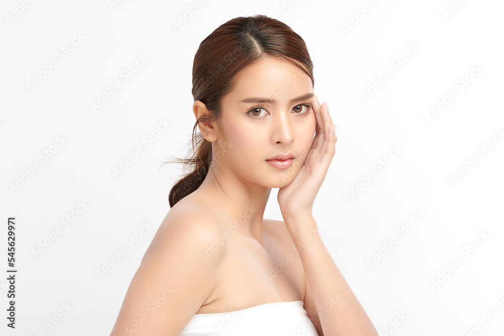 Beautiful young asian woman with clean fresh skin on white background, Face care, Facial treatment, Cosmetology, beauty and spa, Asian women portrait. Beautiful young asian woman with clean fresh skin on white background, Face care, Facial treatment, Cosmetology, beauty and spa, Asian women portrait.