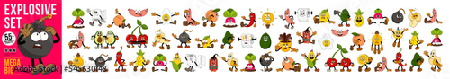 Explosive mega set of comic characters in retro cartoon style. Cute comic gloved hands characters in cartoon 1930s style. Doodle Comic characters for any life situation in new trend style.