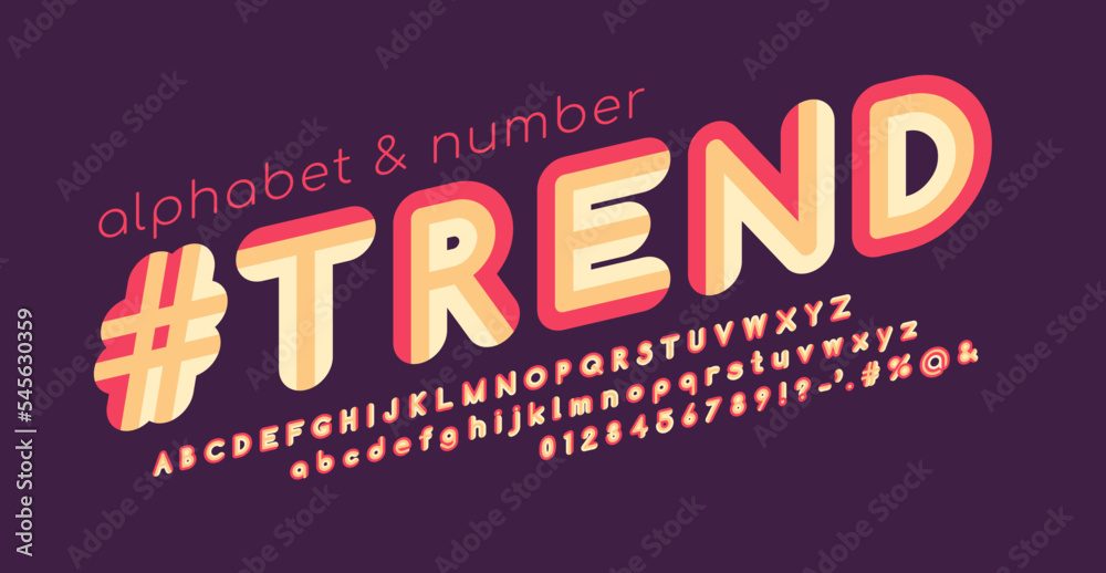 Decorative striped vintage retro italic alphabet in 70s style. Typography сolourful vector alphabet and font with rounded edges. Vector illustration