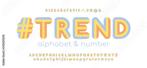 Decorative striped vintage retro alphabet in 70s style. Typography сolourful vector alphabet and font with rounded edges. Vector illustration