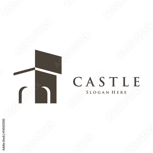 Fototapeta Antique castle logo template creative design, Historical ancient castle