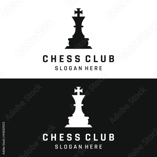 Chess strategy game template logo with kings, pawns and rooks. Logos for tournaments, chess teams and games.