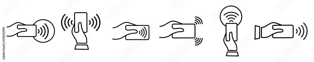 Set of contactless wireless payment vector icon. Pay for credit card. Contactless technology.  - obrazy, fototapety, plakaty 