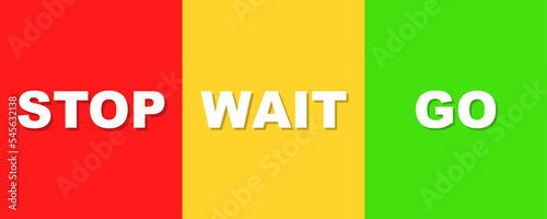 Stop, wait and go road signal. Green, yellow, and red traffic light. Signs control of transport.