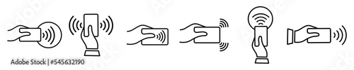 Set of contactless wireless payment vector icon. Pay for credit card. Contactless technology.  photo