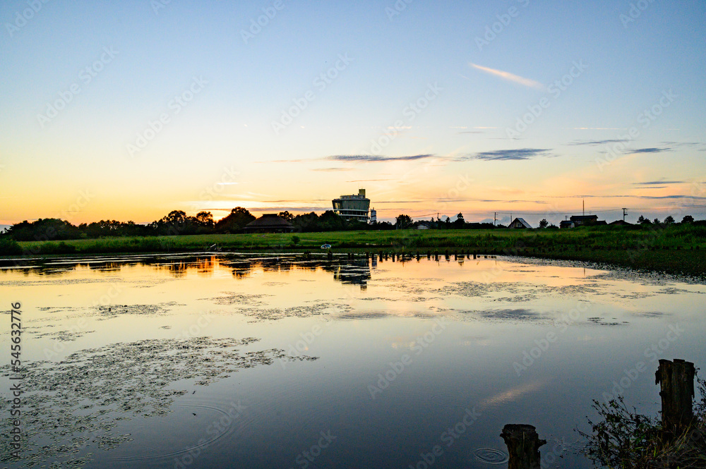 Naklejka premium 新潟 福島潟の夕景