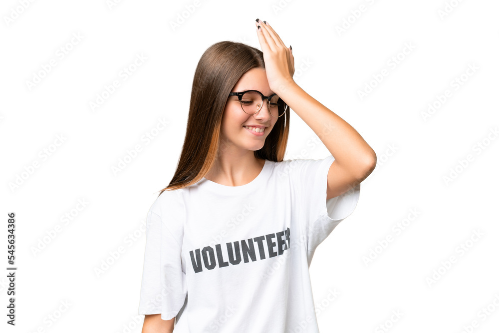 Teenager volunteer caucasian girl over isolated background has realized something and intending the solution Teenager volunteer caucasian girl over isolated background has realized something and intending the solution