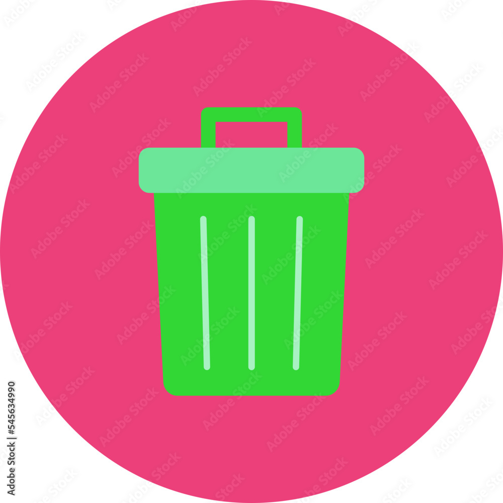 Bin Multicolor Circle Flat Icon