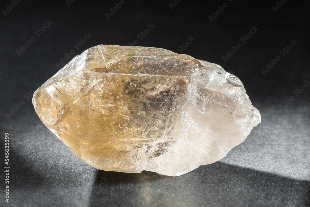 Quartz with Rutile Crystal Mineral Stone on Black