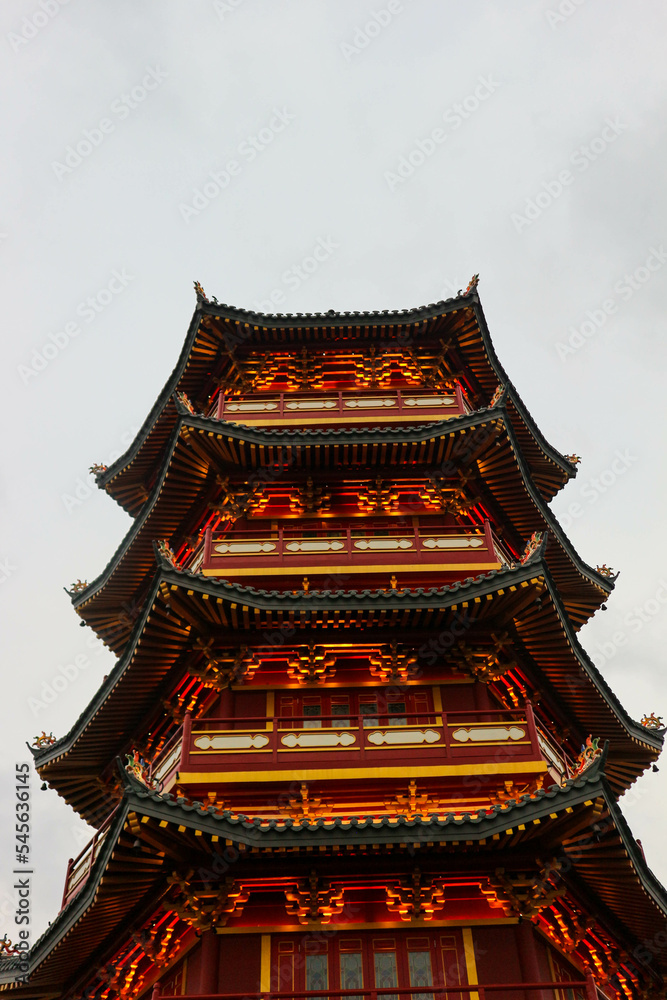 The pagoda is in the middle of Chinatown PIK Pantjoran, Pantai Indah Kapuk.