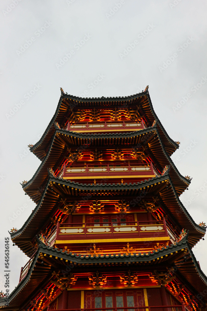 The pagoda is in the middle of Chinatown PIK Pantjoran, Pantai Indah Kapuk. The pagoda is in the middle of Chinatown PIK Pantjoran, Pantai Indah Kapuk.