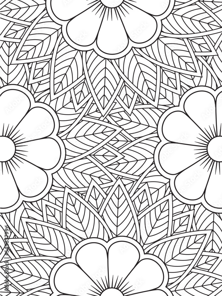 Doodle floral pattern in black and white. flower coloring page for ...
