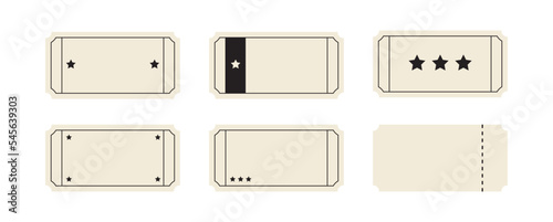 Six collection empty vintage ticket vector design template. Classic style coupon festival paper symbol. 