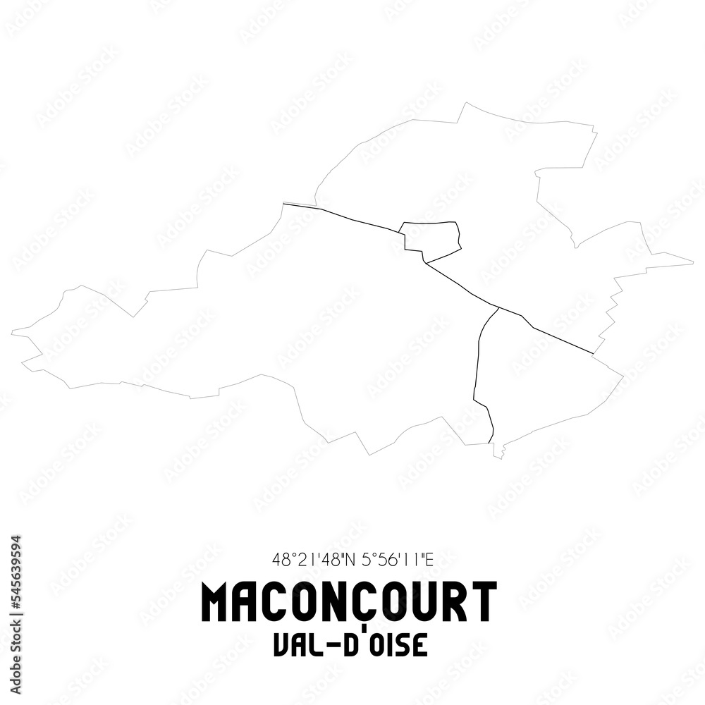 MACONCOURT Val-d'Oise. Minimalistic street map with black and white lines.