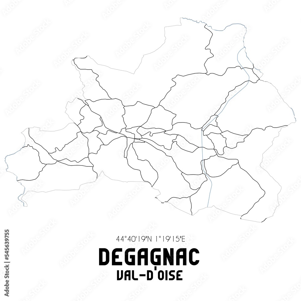DEGAGNAC Val-d'Oise. Minimalistic street map with black and white lines.