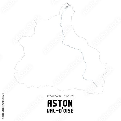 ASTON Val-d Oise. Minimalistic street map with black and white lines.