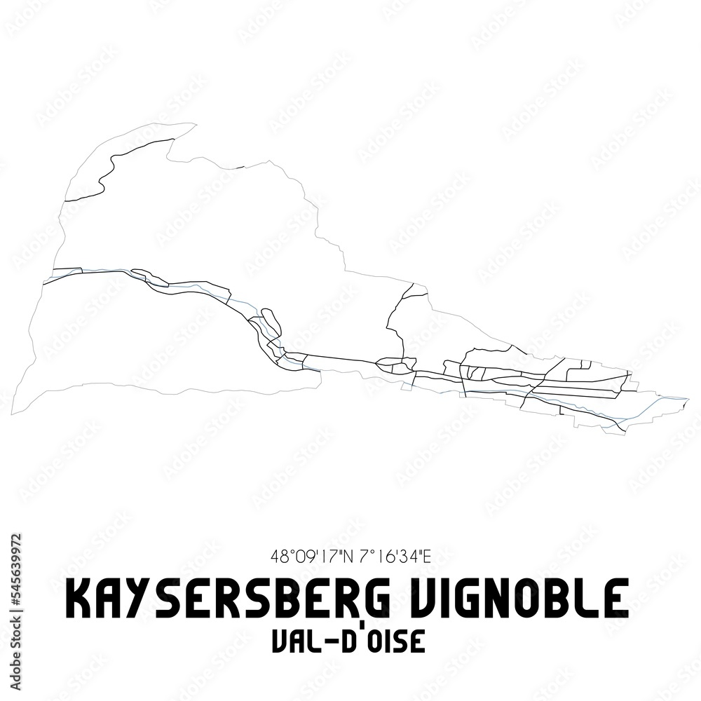 KAYSERSBERG VIGNOBLE Val-d'Oise. Minimalistic street map with black and white lines.