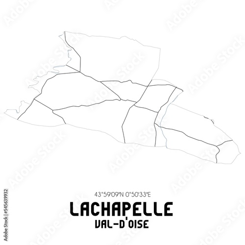 LACHAPELLE Val-d'Oise. Minimalistic street map with black and white lines. photo