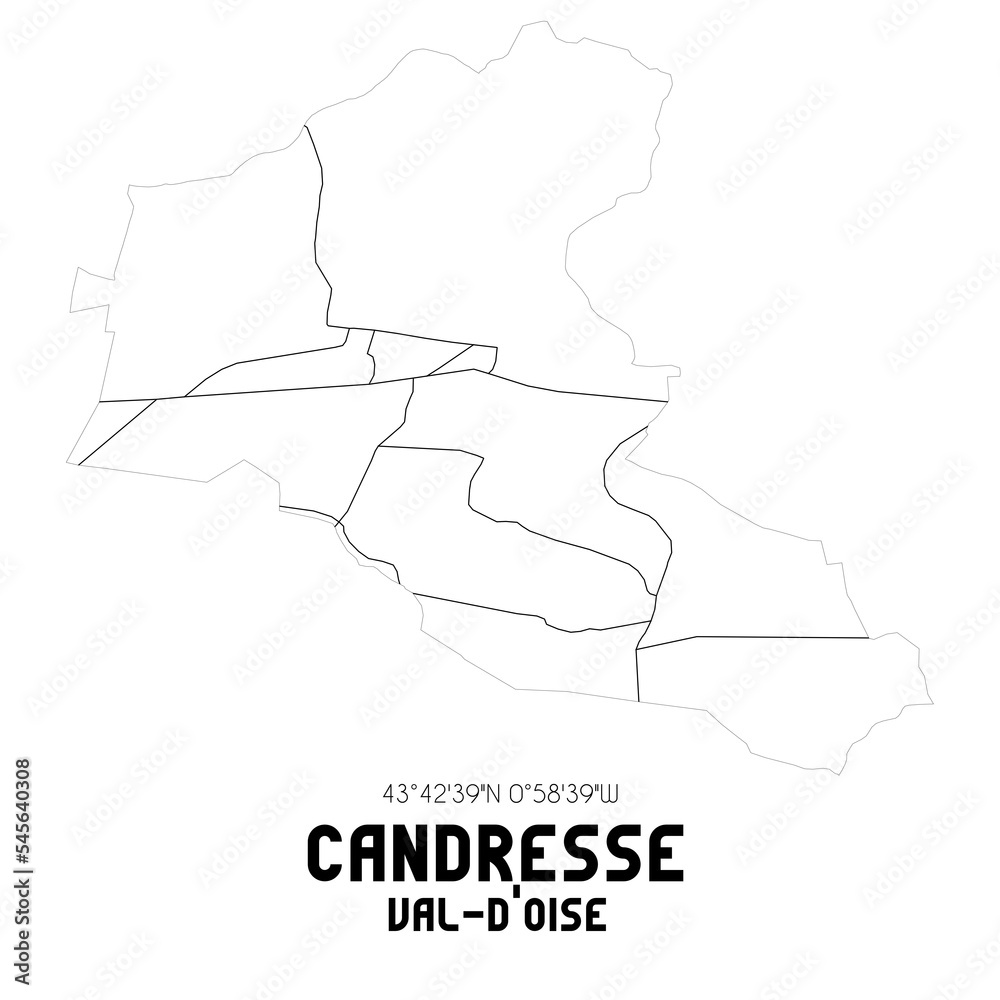 CANDRESSE Val-d'Oise. Minimalistic street map with black and white lines.
