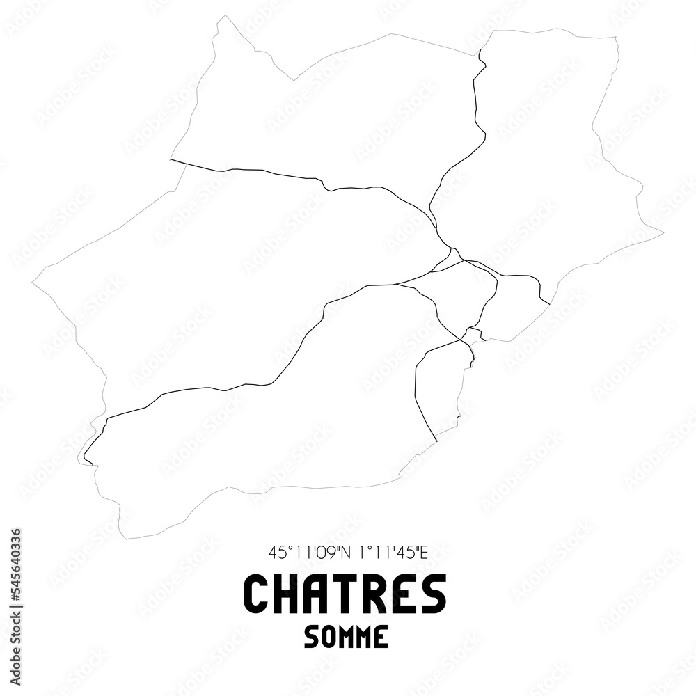 CHATRES Somme. Minimalistic street map with black and white lines. CHATRES Somme. Minimalistic street map with black and white lines.