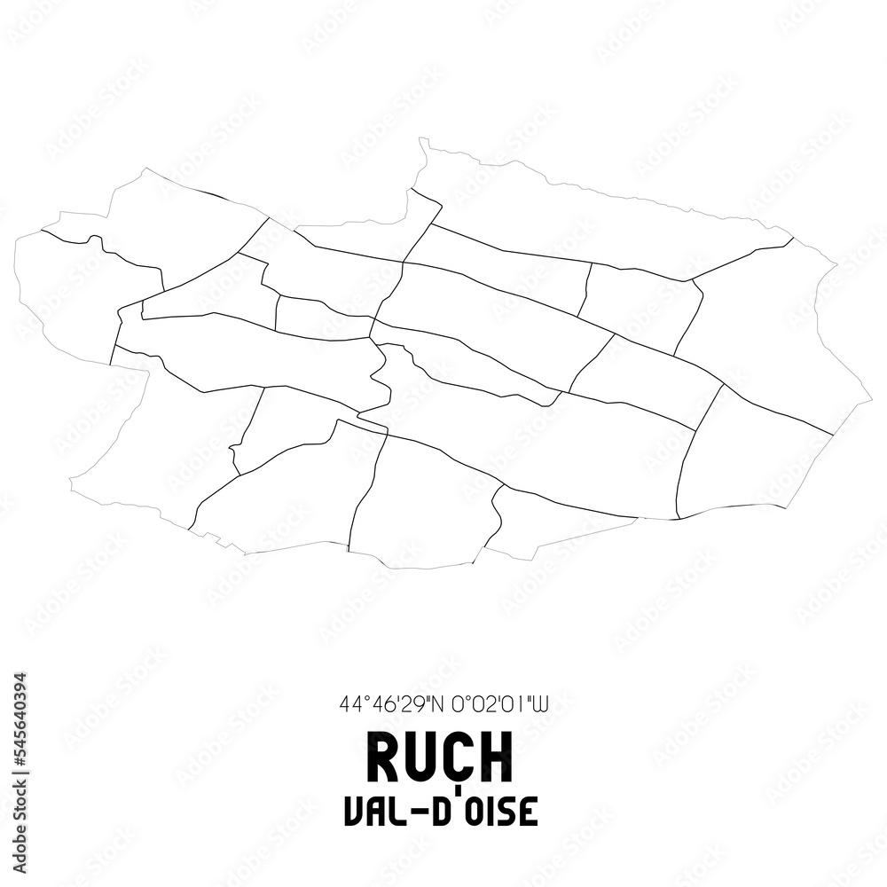 RUCH Val-d'Oise. Minimalistic street map with black and white lines. RUCH Val-d'Oise. Minimalistic street map with black and white lines.