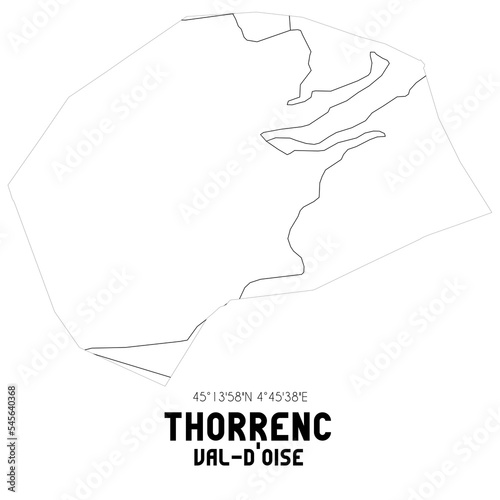 THORRENC Val-d Oise. Minimalistic street map with black and white lines.