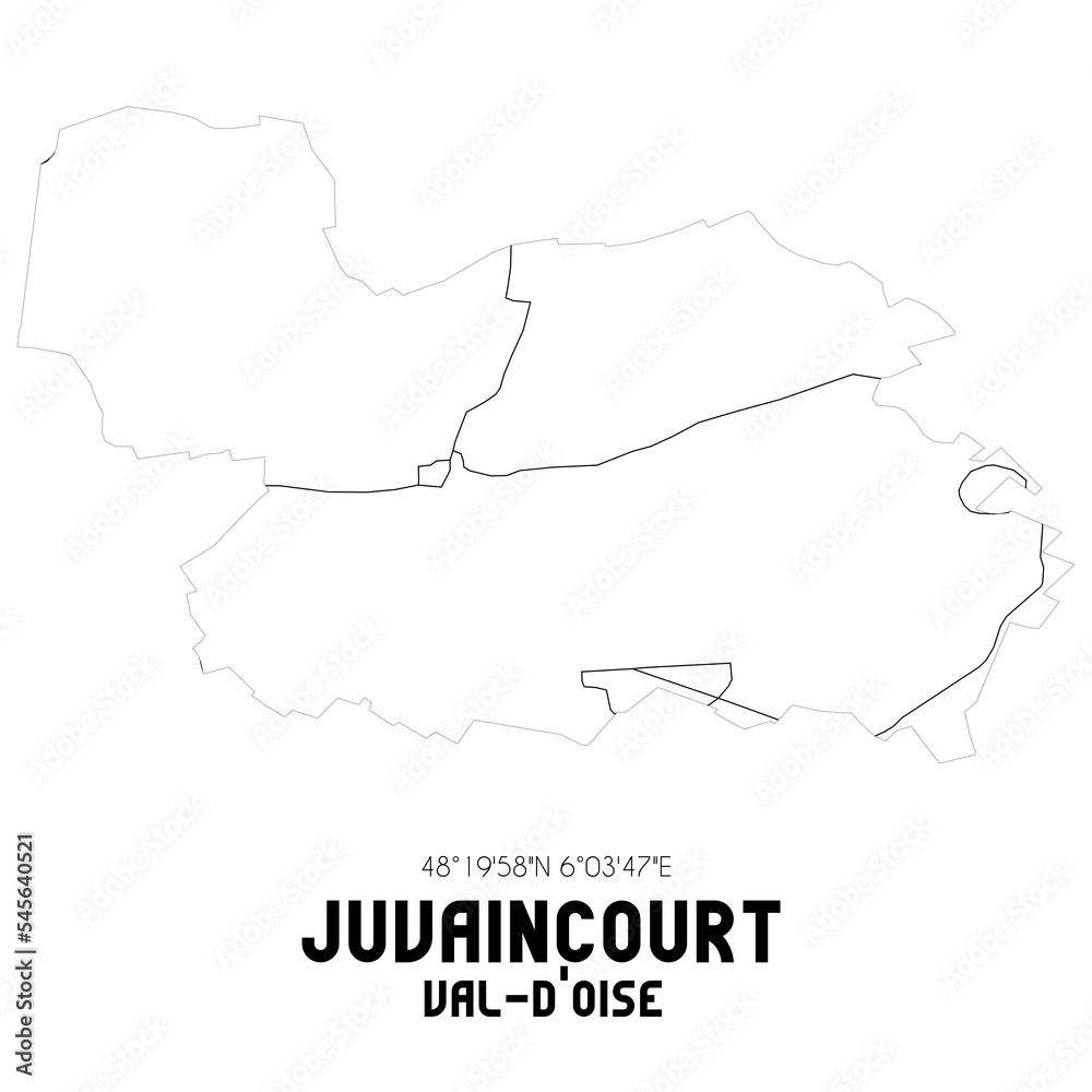 JUVAINCOURT Val-d'Oise. Minimalistic street map with black and white lines.