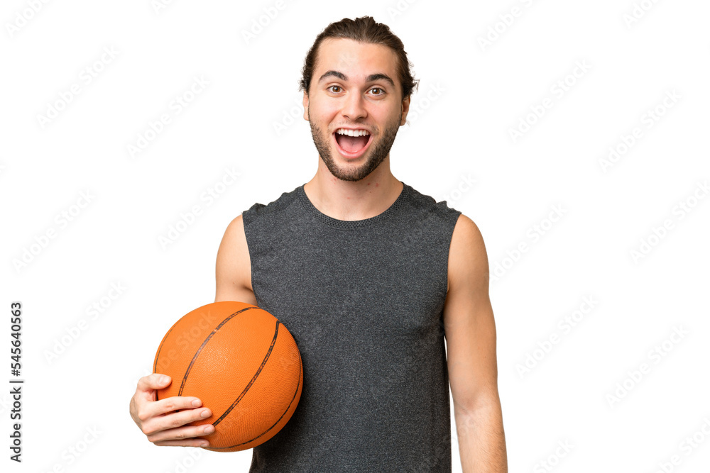 Young basketball player man over isolated background with surprise facial expression Young basketball player man over isolated background with surprise facial expression