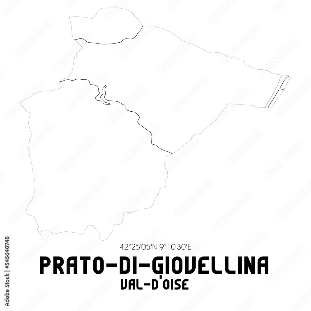PRATO-DI-GIOVELLINA Val-d'Oise. Minimalistic street map with black and white lines.