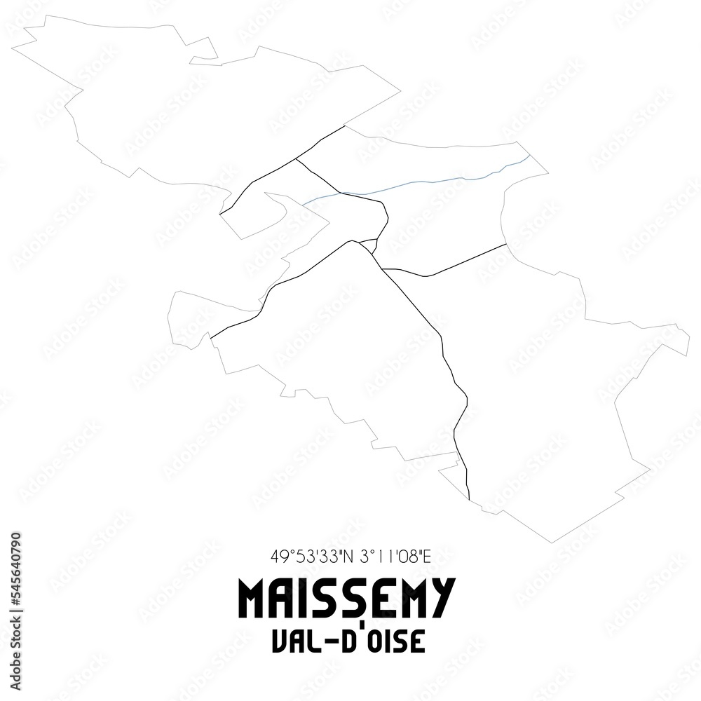 MAISSEMY Val-d'Oise. Minimalistic street map with black and white lines.