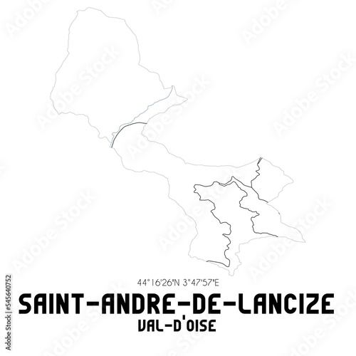 SAINT-ANDRE-DE-LANCIZE Val-d'Oise. Minimalistic street map with black and white lines.