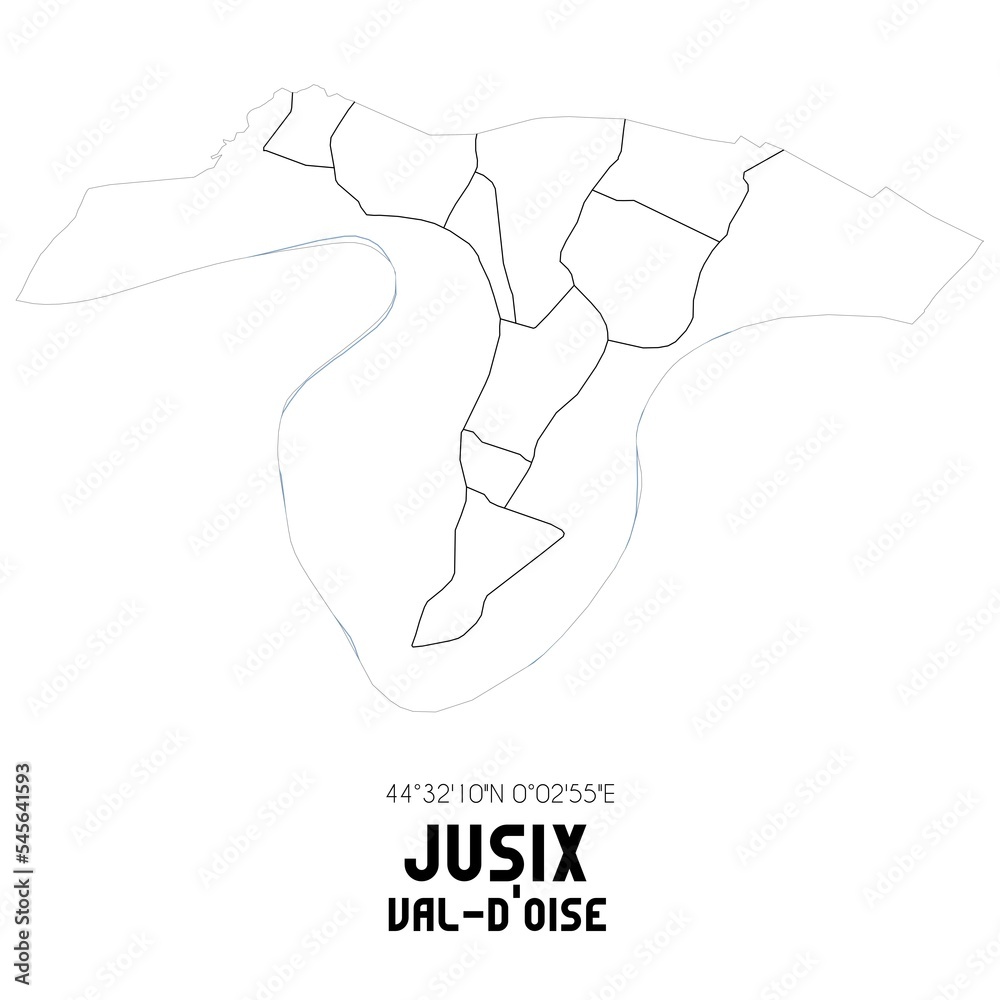 JUSIX Val-d'Oise. Minimalistic street map with black and white lines. JUSIX Val-d'Oise. Minimalistic street map with black and white lines.