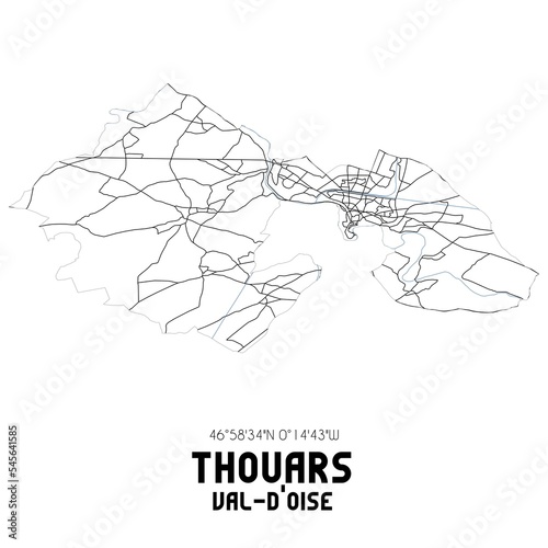 THOUARS Val-d'Oise. Minimalistic street map with black and white lines.