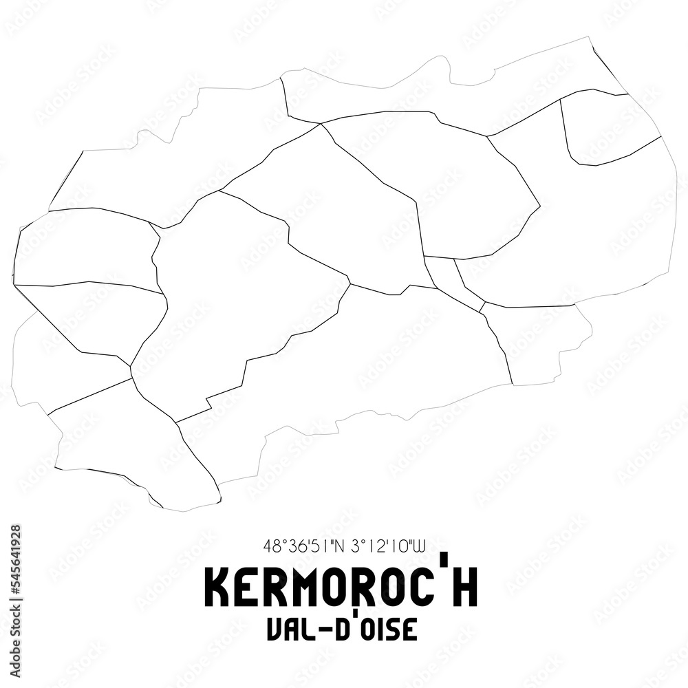 KERMOROC'H Val-d'Oise. Minimalistic street map with black and white lines.