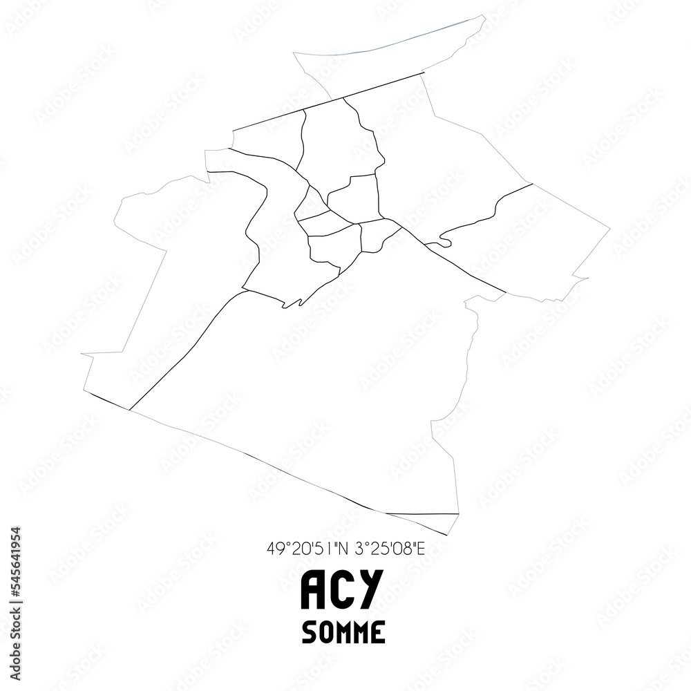 ACY Somme. Minimalistic street map with black and white lines. ACY Somme. Minimalistic street map with black and white lines.