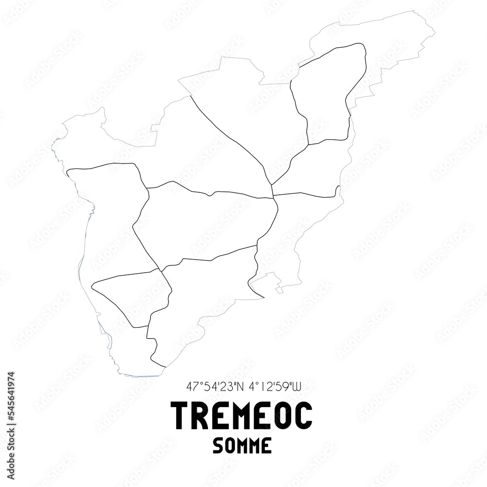 TREMEOC Somme. Minimalistic street map with black and white lines.