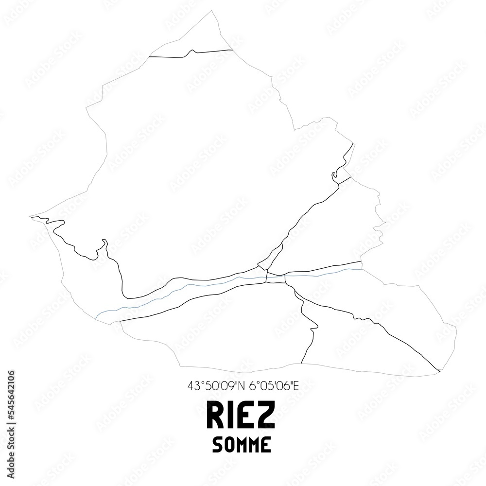 RIEZ Somme. Minimalistic street map with black and white lines. RIEZ Somme. Minimalistic street map with black and white lines.