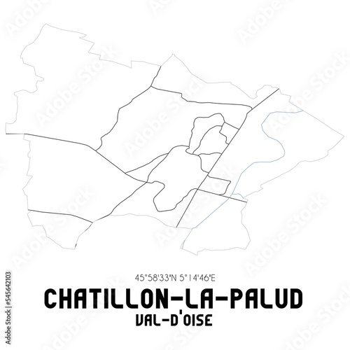 CHATILLON-LA-PALUD Val-d'Oise. Minimalistic street map with black and white lines.