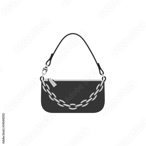 Illustration of little glamouros bag with chain. Ideal for night life, street style. Stylish handbag. Fashion and lifestyle. Hand drawn vector illustration isolated on white background. photo