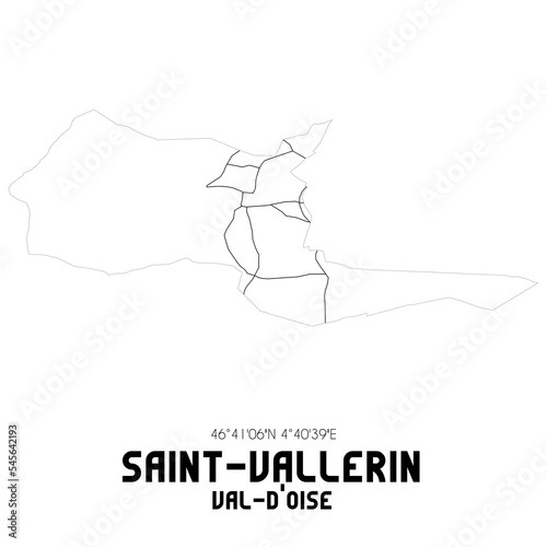 SAINT-VALLERIN Val-d Oise. Minimalistic street map with black and white lines.