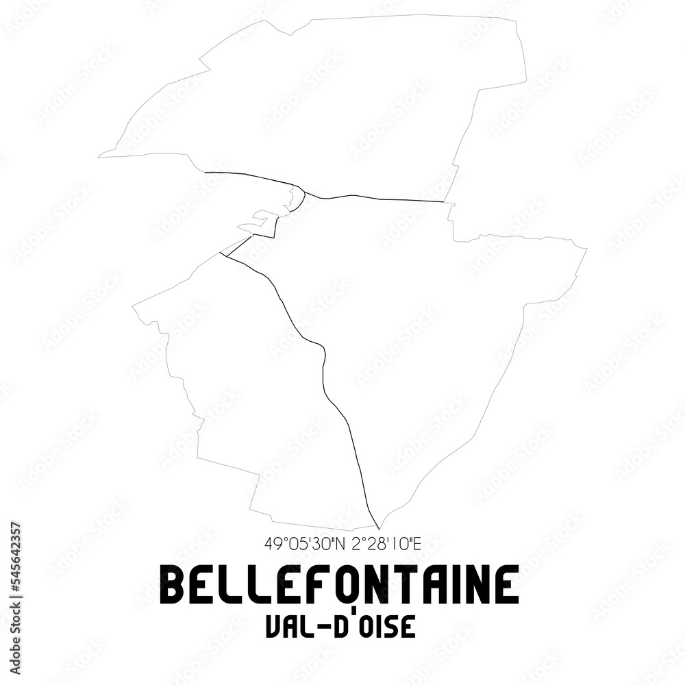 BELLEFONTAINE Val-d'Oise. Minimalistic street map with black and white lines.