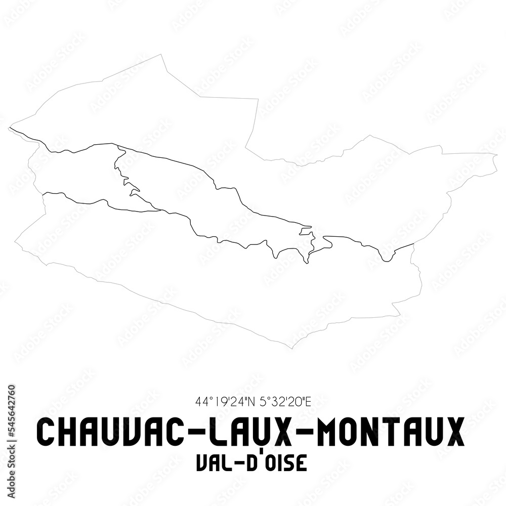 CHAUVAC-LAUX-MONTAUX Val-d'Oise. Minimalistic street map with black and white lines.