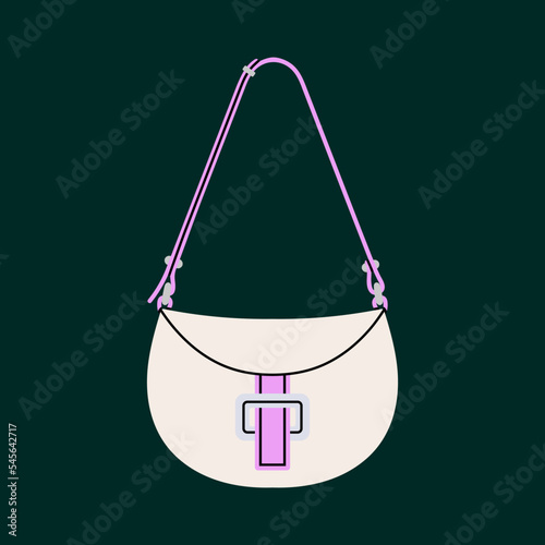 Illustration of hobo bag. Ideal for everyday life, street style. Stylish handbag. Fashion and lifestyle. Hand drawn vector illustration isolated on colorful background.