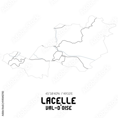 LACELLE Val-d'Oise. Minimalistic street map with black and white lines.