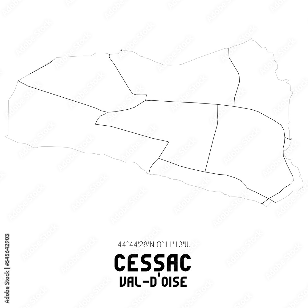 CESSAC Val-d'Oise. Minimalistic street map with black and white lines. CESSAC Val-d'Oise. Minimalistic street map with black and white lines.