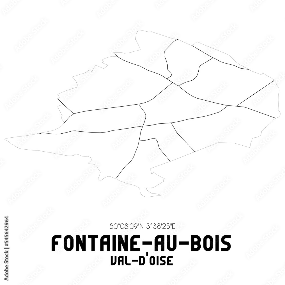 FONTAINE-AU-BOIS Val-d'Oise. Minimalistic street map with black and white lines.