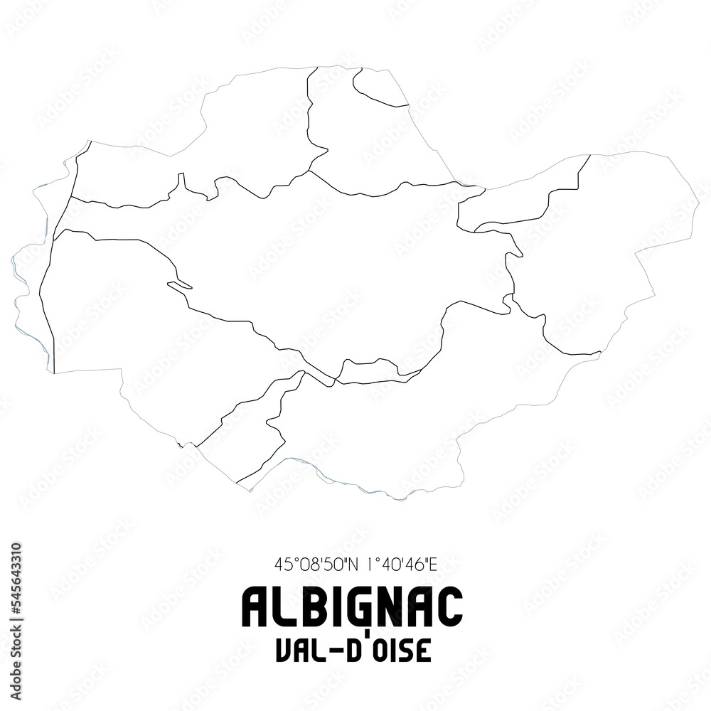 ALBIGNAC Val-d'Oise. Minimalistic street map with black and white lines.