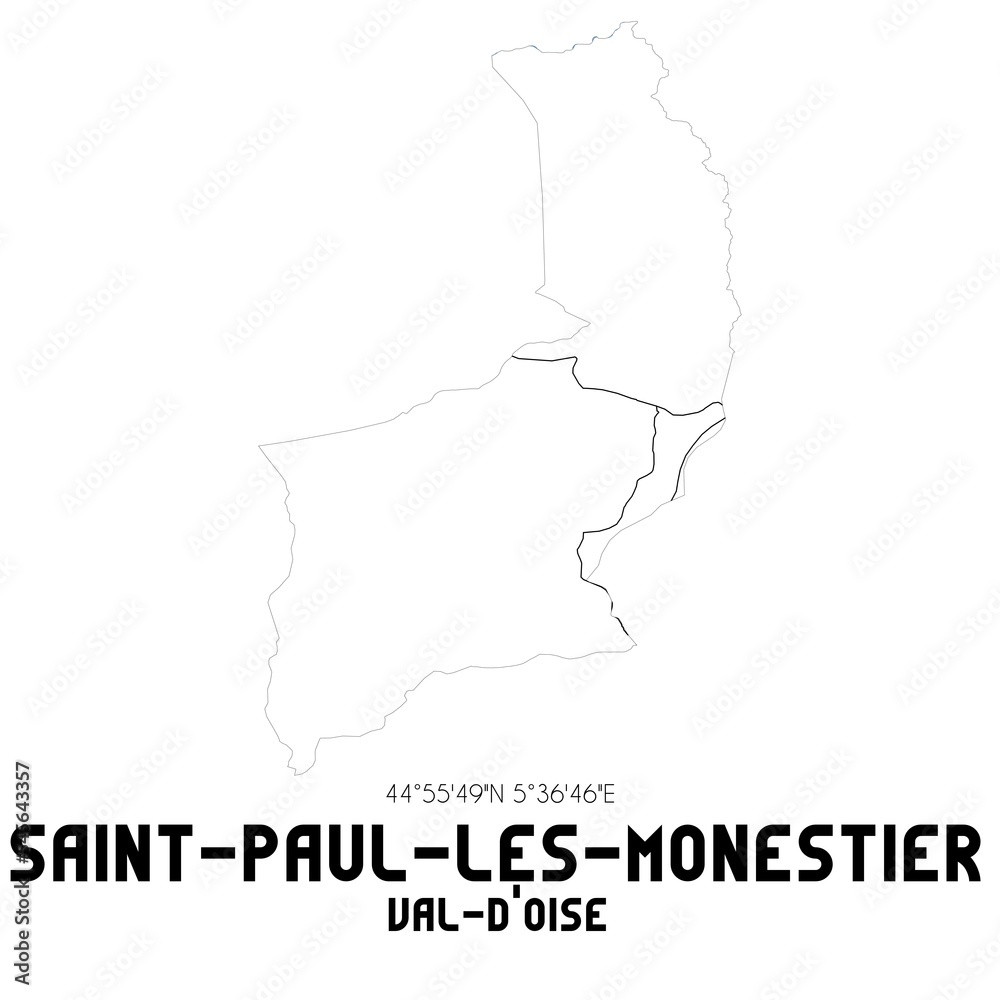 SAINT-PAUL-LES-MONESTIER Val-d'Oise. Minimalistic street map with black and white lines.