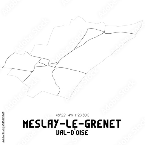 MESLAY-LE-GRENET Val-d'Oise. Minimalistic street map with black and white lines.